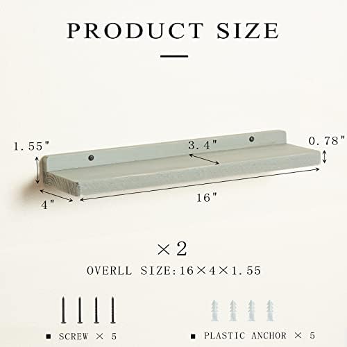 Freezing point Floating Shelves for Wall Set of 2 Natural Wood 16Inch Wall Shelf Decor Plant Display Collectibles Mounte