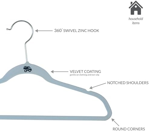 Simplify 25 Pack Kids Velvet Hangers | Slim | Non-Slip Design | Space Saving | Childrens Clothes | Shirts | Pants | Dresses | Baby Nursery | Closet Storage & Organization | Light Blue