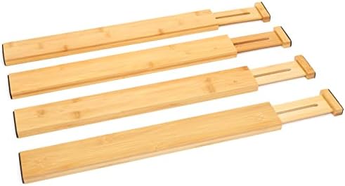 RoyalHouse Adjustable Bamboo Drawer Dividers, 4-Pack (18" - 22")