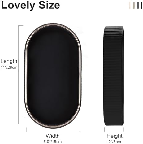 GORESE PU Leather Valet Tray Nightstand Organizer, Oval Perfume Trays Key Bowl Jewelry Dish for Bedside Dresser Entryway