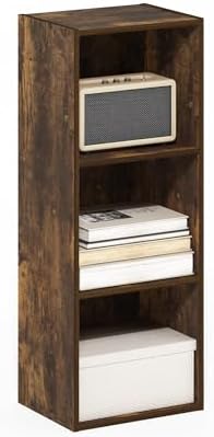 Furinno PASIR Book Shelf, 3-Tier Bookshelf, Open Storage Shelf Bookcase, Easy Assembly, 9" x 12" x 32", for Living Room,