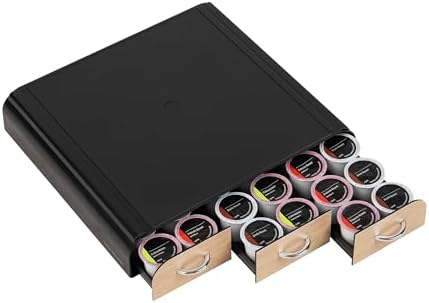 Mind Reader Single Serve Coffee Pod Organizer with 3 Drawers, 36 Pod Capacity, Countertop, 13.5"L x 12.25"W x 2.5"H, Bro