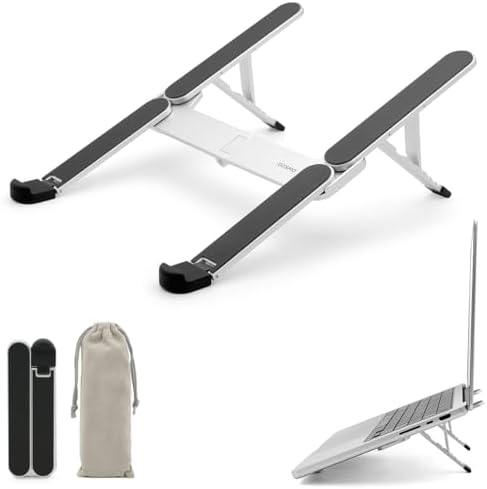 NSMO Laptop Stand – Adjustable Aluminum Portable Laptop Stand with 5-Level Height Settings, Ergonomic Design, Heat Dissi