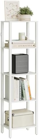 Open Book Shelf, 5 Tier Tall Bookshelf, Freestanding Shelf Narrow Bookcase with Open Shelves, 14.96" x 10.63" x 53.54", 