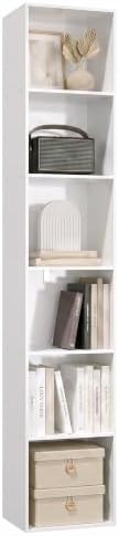 6 Cube Storage Organizer, 6 Tier Tall Narrow Bookshelf, White Cube Shelf