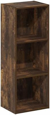 Furinno PASIR Book Shelf, 3-Tier Bookshelf, Open Storage Shelf Bookcase, Easy Assembly, 9" x 12" x 32", for Living Room,