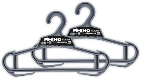 Rhino Tough Hook Heavy Duty Clothes Hangers, USA-Made, Body Armor, 2 Gray