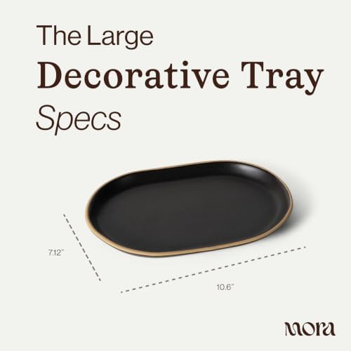 Mora Ceramic Decorative Tray - 10.6in Dish for Jewelry, Soap Dispenser, Perfume, Makeup, Accessories, Candle, in the Bat