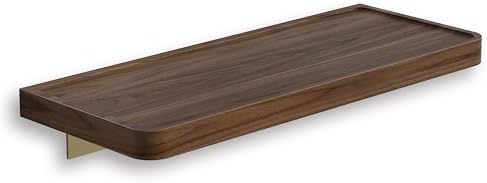 Danpoo 12 inch Floating Walnut wall Shelf, Small Wood Shelf for wall, Waterproof Wooden Shelf for Bathroom
