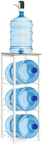 5 Gallon Water Bottle Holder Storage Rack, Water Cooler Jug Holder with Storage Shelves, 3-Tier Water Dispenser Stand fo
