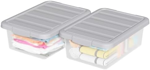 14 Quart Plastic Clear Storage Bin, 2 Packs Organizers Boxes
