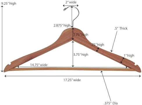Household Essentials 26140 CedarFresh Red Cedar Wood Clothes Hangers with Fixed Bar and Swivel Hook - Set of 4
