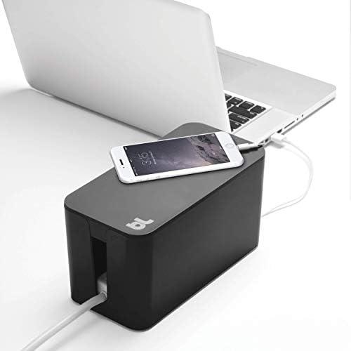 Bluelounge CableBox Mini Cable Management with Small Surge Protector, Black (CBM-BL)