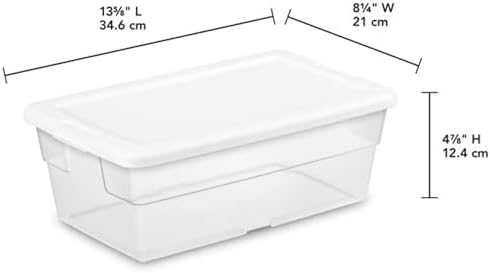 Sterilite Storage Boxes, Stackable Clear Plastic Bins, 6 Quart, 48-Pack