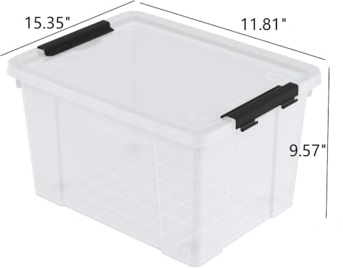 24 Quart Plastic Clear Storage Box with Wheel, 4-Pack Bin with Lid