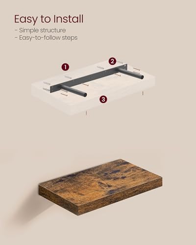 VASAGLE Wall Shelves, Floating Shelves, Set of 3, 15.8 x 7.9 x 1.5 Inches