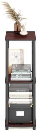 Furinno Turn-N-Tube Set of 2 Toolless 2-Tier Book Shelf, Dark Cherry