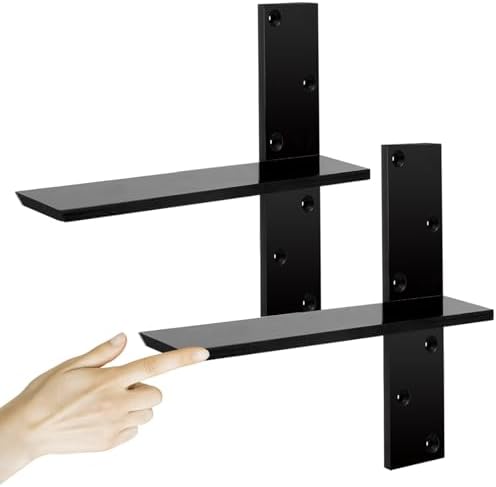 3/8" Thick Heavy-Duty Floating Shower Bench Brackets - 12" L x 2.5" W Wall Mount Bracket, Free Hanging T Shelf Support B