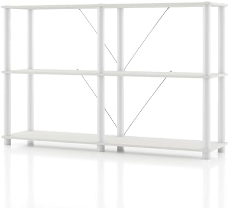 Homes: Inside + Out Apexa Modern 3-Tier Extra Wide Shelving Units, Collectibles Display Shelves, Easy Assembly Console T