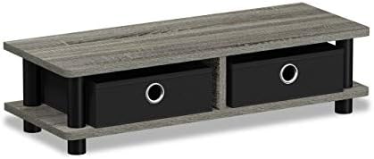 FURINNO Turn-N-Tube Monitor Stand, French Oak Grey/Black