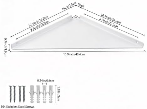 3.0mm Aluminum Alloy Corner Shelf Wall Mounted, for Bathrooms,Offices, Bedrooms,Kitchens,Dorm Rooms and Living Rooms (Wh