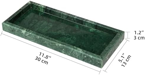 Marble Bathroom Vanity Tray, Blackish Green, 12"x 5" x1.2"