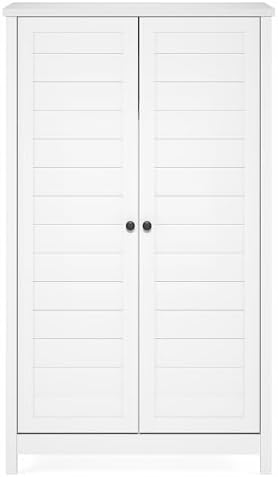 Furinno Robin Storage Cabinet, 4-Tier Pantry Cabinet, 2-Door, Plain White