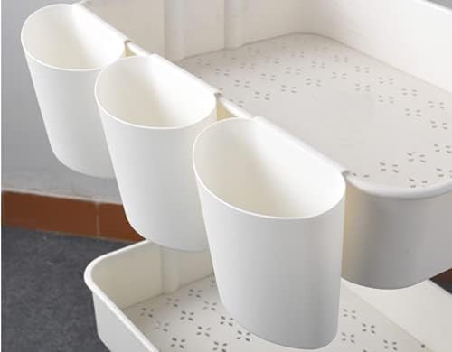 4 Colors Small Hanging Cup Holders, Rolling Cart Accessories with Hooks | Storage Baskets,Plant Containers & Storage Buckets,Space Saver Pencil Holder Makeup Organizer for Office Kitchen Wall Decor