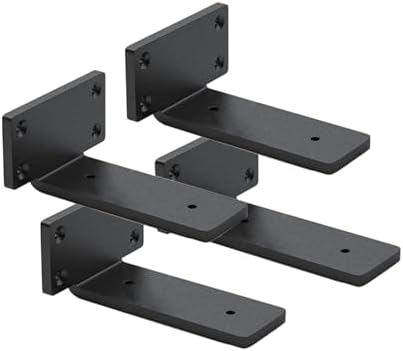 4 Pack Shelf Brackets 6 Inch Floating Shelf Bracket 1/5 inch Thick Heavy Duty Hidden Shelf Brackets Iron Metal Brackets 