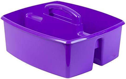 Storex 2-Compartment Large Craft Caddy – Multipurpose Classroom Organizer with Handle, Purple, 6-Pack (00955F06C)