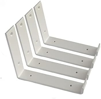 Shelf Brackets 4 Pack Heavy Duty Floating 8.0" L x 6.0" H x 1.5" W (Fits: 7.25" Board) White Metal Shelves Wall Mounted 