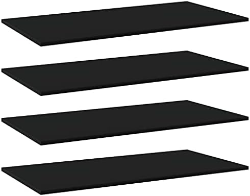 4 pcs Bookshelf Boards Chipboard Replacement Panels Storage Units Organizer Display Shelves, Black 39.4"x19.7"x0.6"