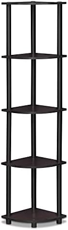 5-Tier Corner Bookshelf, Corner Shelf for Organization and Storage, Open Storage Shelves, Home Office, Living Room, Gara