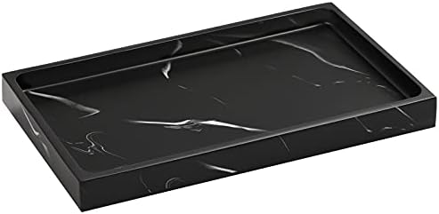 Luxspire Resin Bathroom Vanity Tray for Countertop Organizer, M, Ink Black