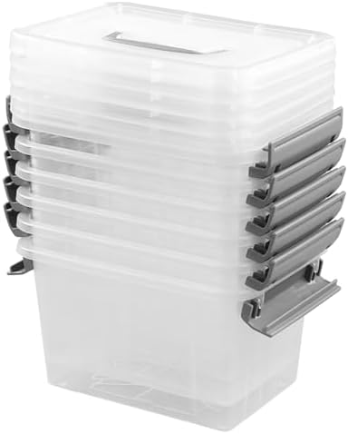 6 Pack Plastic Storage Container, 3L Small Latching Storage Box