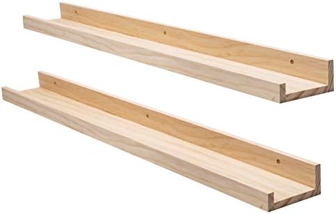 AZSKY Picture Ledge Long Floating Wall Shelf 48 Inch Photo Ledge Display Floating Shelves Wall Mounted Shelves Home Deco