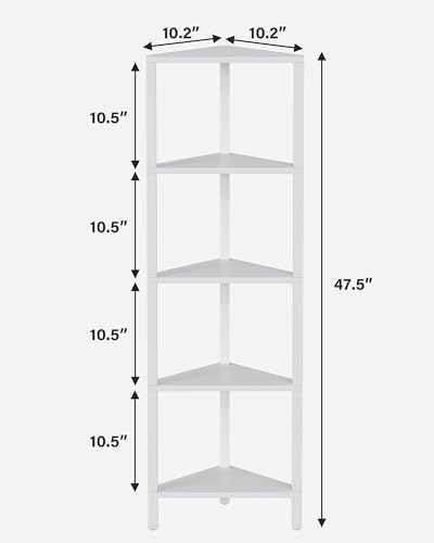 TUTOTAK Corner Shelf, 5-Tier Corner Bookshelf for Small Space
