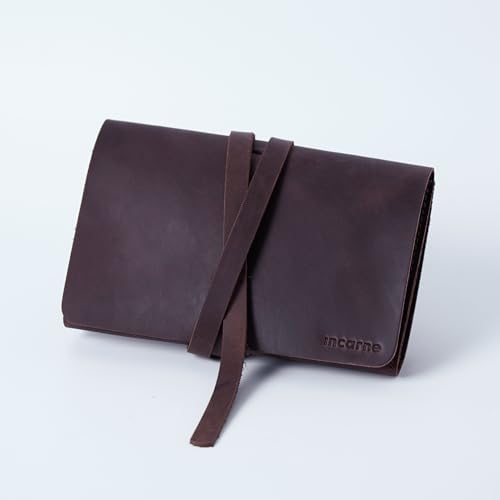 INCARNE Weekend Cable Organizer - Travel Cord Desk Case - TV Kit Cord Bag for Cable Storage - Small Leather Cord Organiz