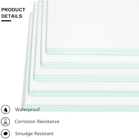 14" W x 44" L - Tempered Rectangle Glass Shelf Without Frame (5 Pieces Set) - 3/16" Thick -Pencil Polished