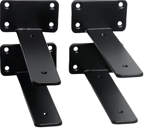 4 Pack - 7 inch Black Hidden L Shelf Bracket (1/5 Inch Thicked) Iron Floating Shelf Brackets Rustic Industrial Metal Bra
