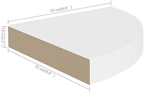 vidaXL Floating Corner Shelves 2 pcs White 9.8"x9.8"x1.5" MDF
