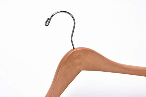 Quality Wooden Curved Coat and Suit Hangers - Smooth Solid Wood Pants Hangers With Swivel Hook for Coats, Jackets (Natural, 5)