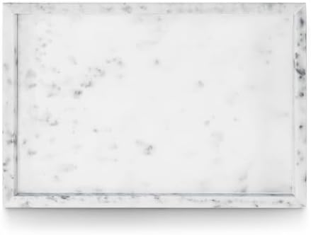 Yew & Tulip Natural Marble Vanity Tray, Nature White Marble with Spots Serving Tray for Bathroom, Kitchen, Vanity, Home 