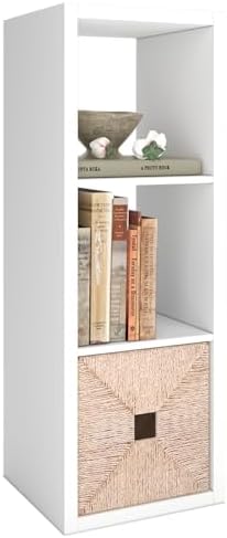 CTESNE【2026 Wooden Thick Frame 3 Cube Storage Organizer Shelf with Anti-Tipping Kits + Reversible Open Back Bookcase, Ho