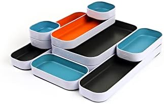 Three by Three Seattle Metal Drawer Organizer Tray Set, 10-Pc (Gray Mix)
