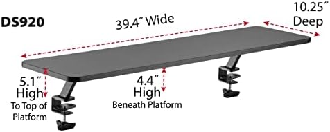Kantek Ergonomic Mounted Computer Monitor Riser Stand, Floating Desk Shelf, Clamp On Base, Extra-Wide, 39.4" X 10.2" X 5