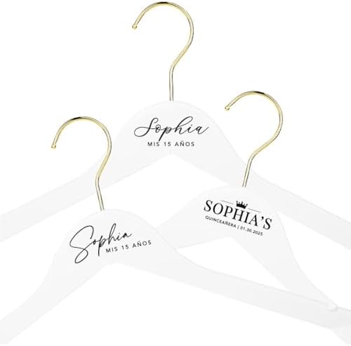 Andaz Press Custom Personalized Quinceañera Hanger, Custom Wooden Quinceañera Dress Hanger for 15 Dress, Elegant Quinceañera Decor & Gift Idea for Dress Display, Photography, Keepsake