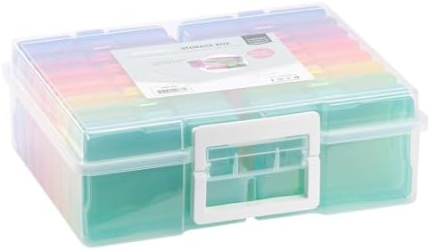 Vaessen Creative Transparent Carry Case with Lid and 16 Colourful Containers, for Cutting Dies, Photos and Other Craft S