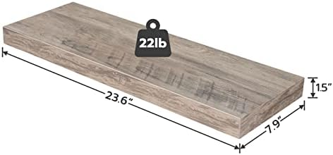 HOOBRO Floating Shelves for Wall, Wall Mounted Shelf Set of 2, 23.6" Hanging Shelf with Invisible Brackets, for Wall in 