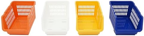 4 Pcs Stackable Storage Baskets, Compact Rolling Storage Baskets Set, Small Stackable Organizer Bins for Kitchen Bedroom